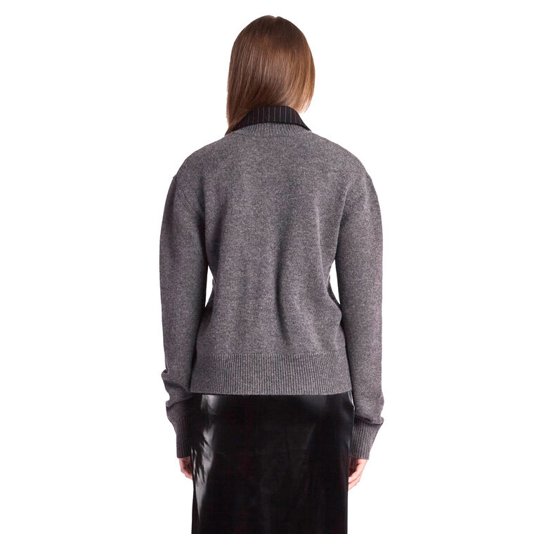Pinched Crewneck Sweater With Collar image number null