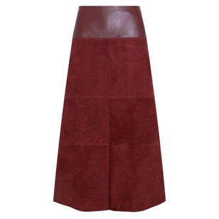 Hudson Suede Leather Combo Midi Skirt