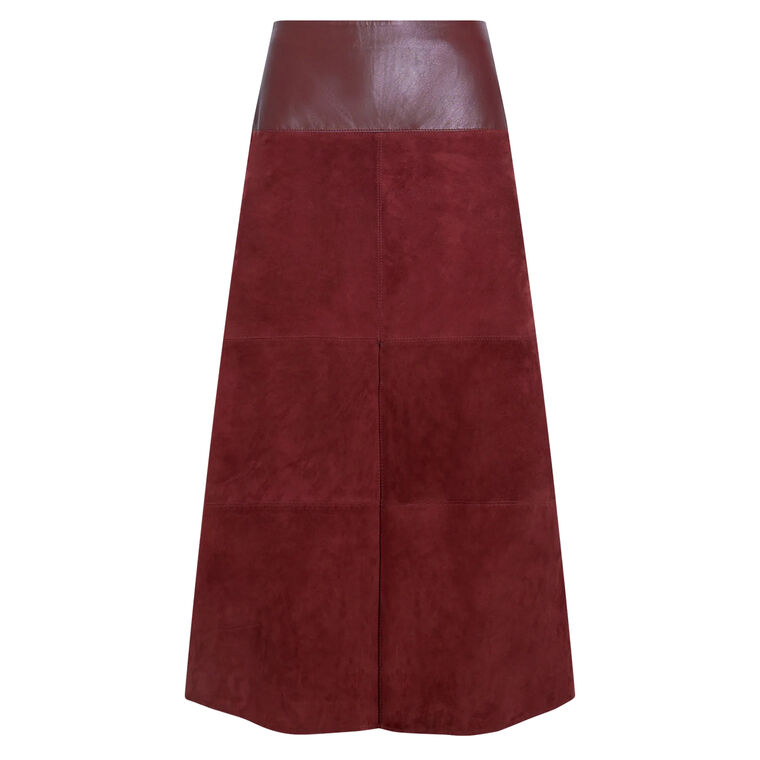 Hudson Suede Leather Combo Midi Skirt image number null