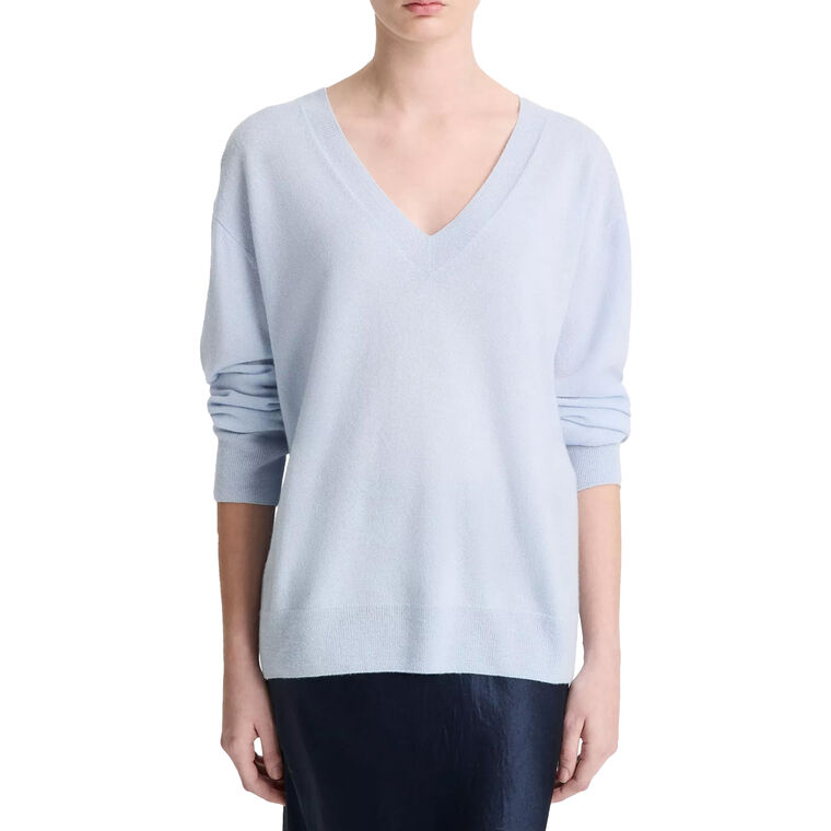 Cashmere-Silk Blend Deep V-Neck Sweater image number null