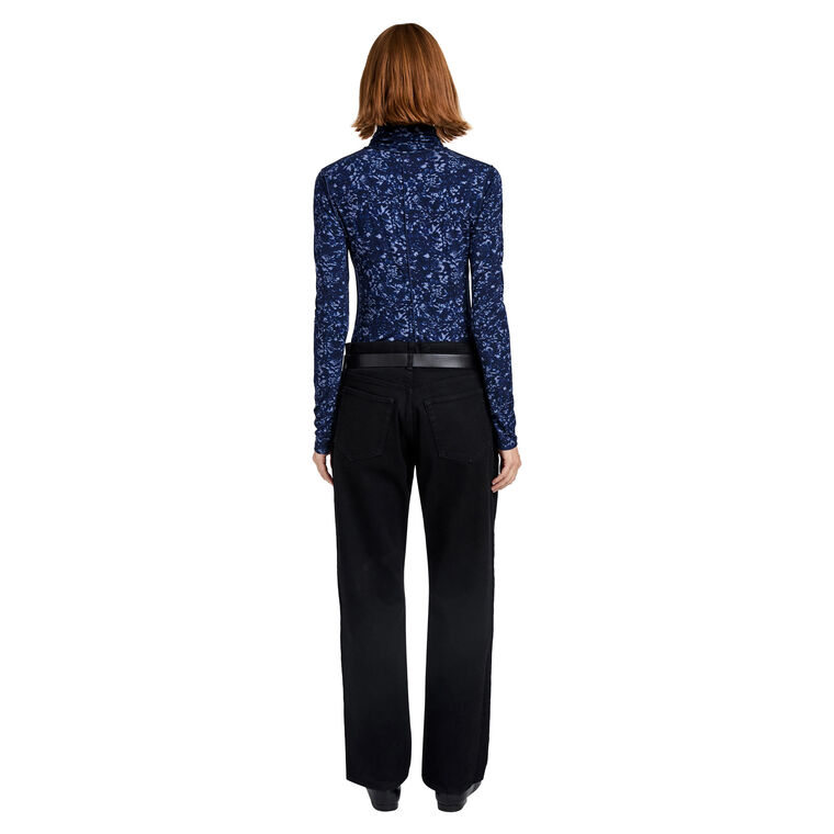 Audrey Long Sleeve Turtleneck Top In Printed Jersey image number null