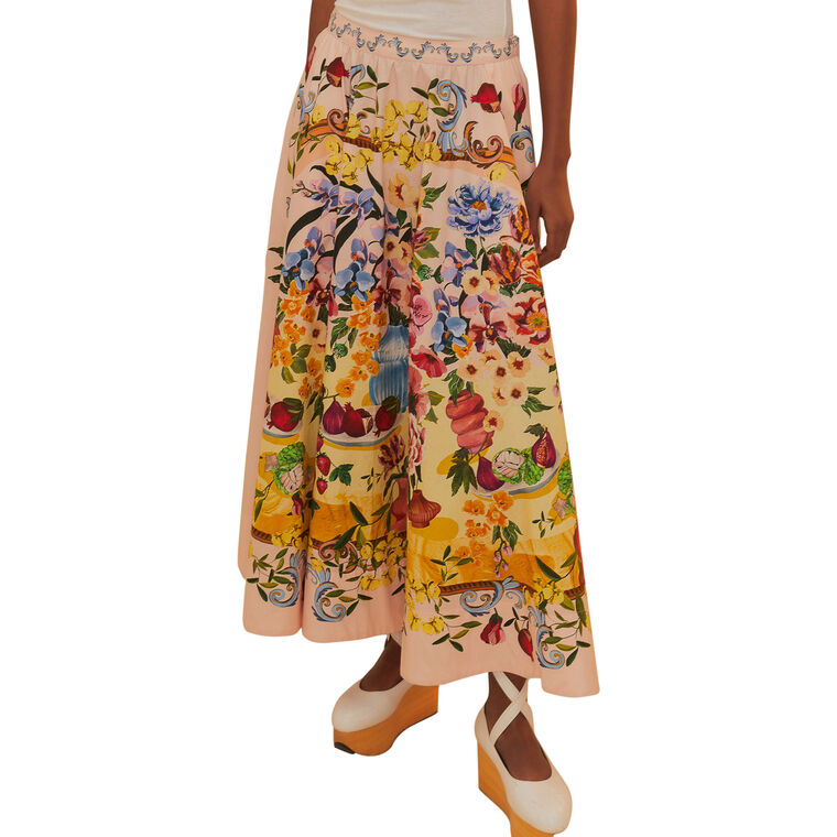 Garden Terrace Organic Cotton Midi Skirt image number null
