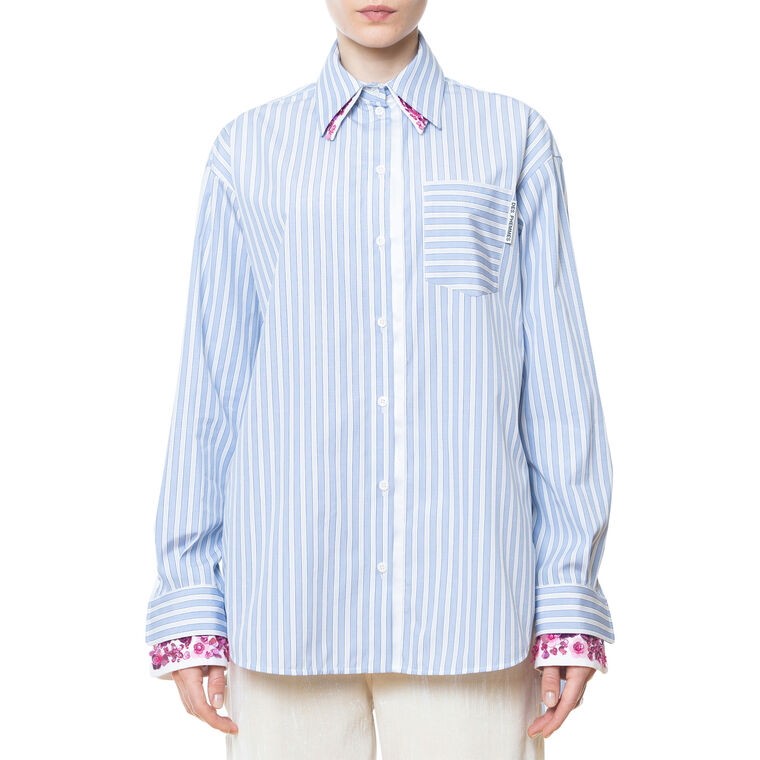 Oversized Pinstripe Button-Up Shirt image number null