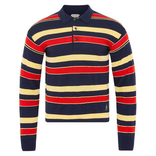 Long Sleeve Knitted Striped Rugby Polo