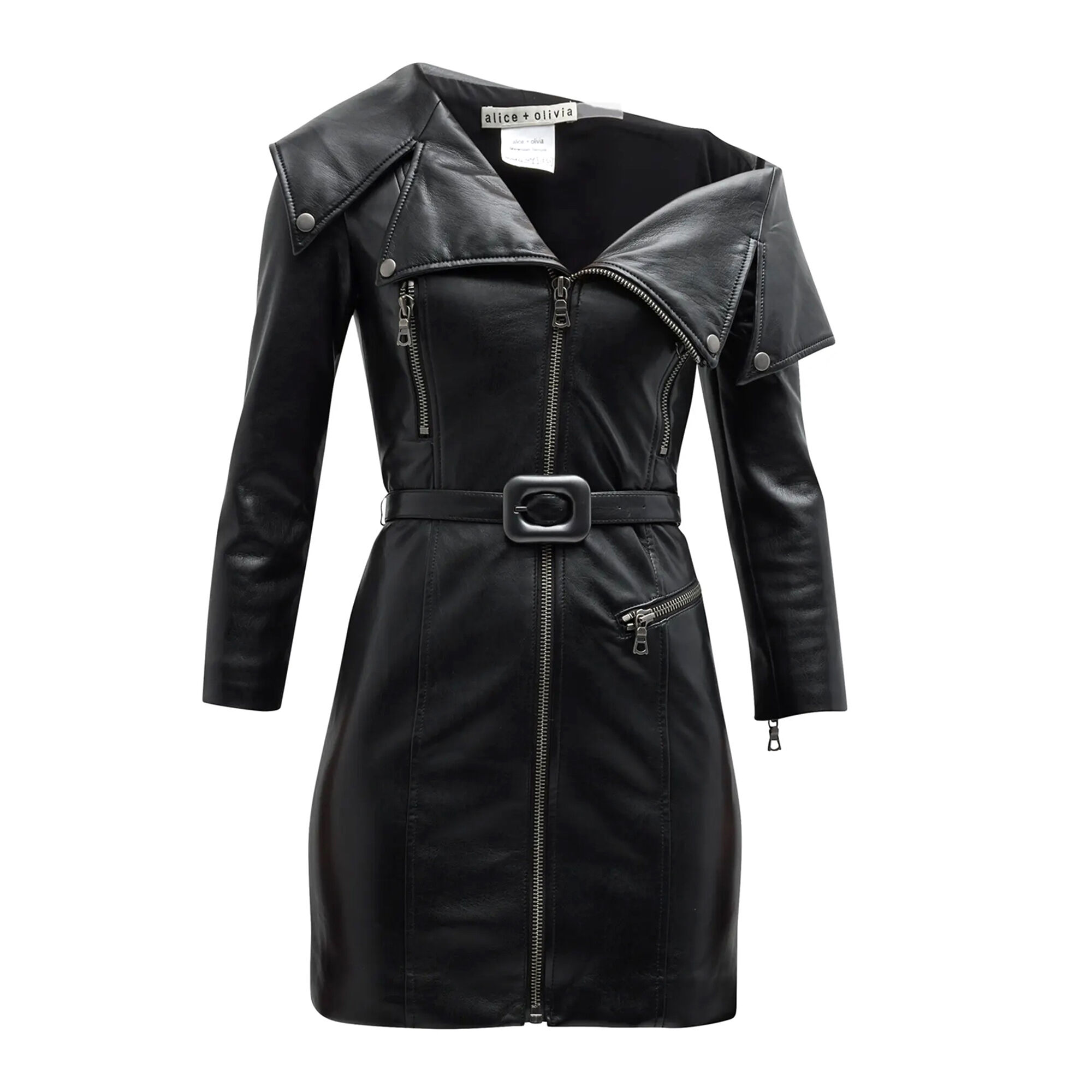 Leather moto dress online