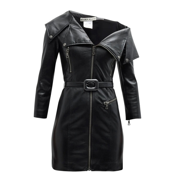 Miara Vegan Leather Moto Dress image number null