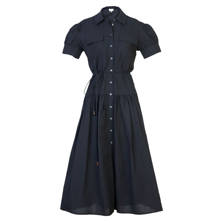 Carrington Short Sleeve Seersucker Midi Dress image number null