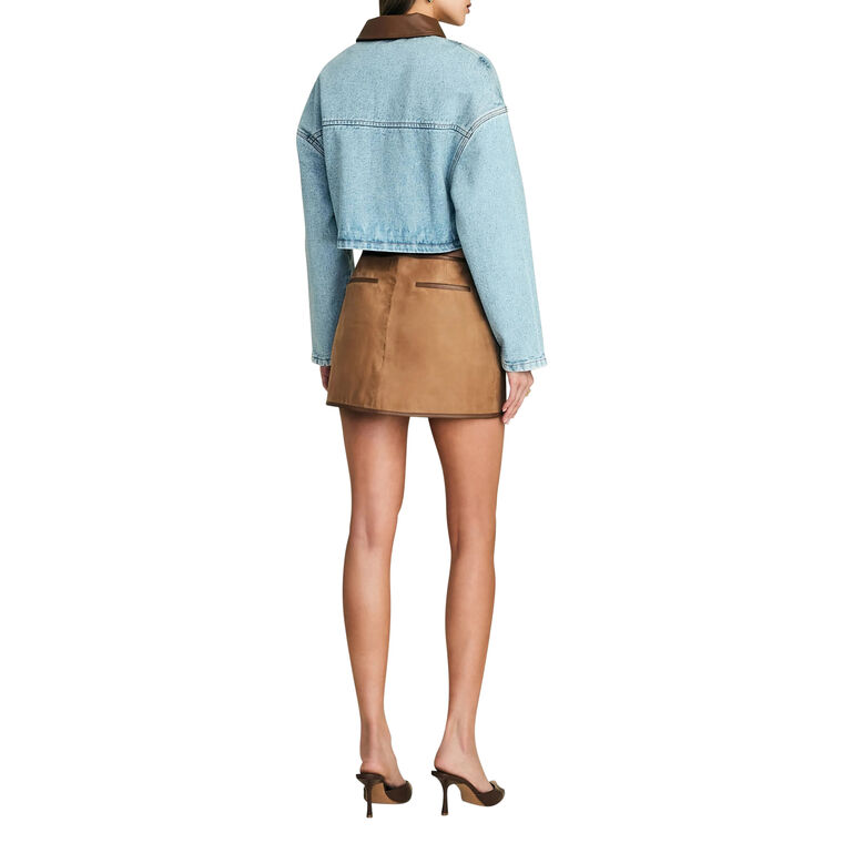 Coop Cropped Contrast Collar Denim Jacket image number null