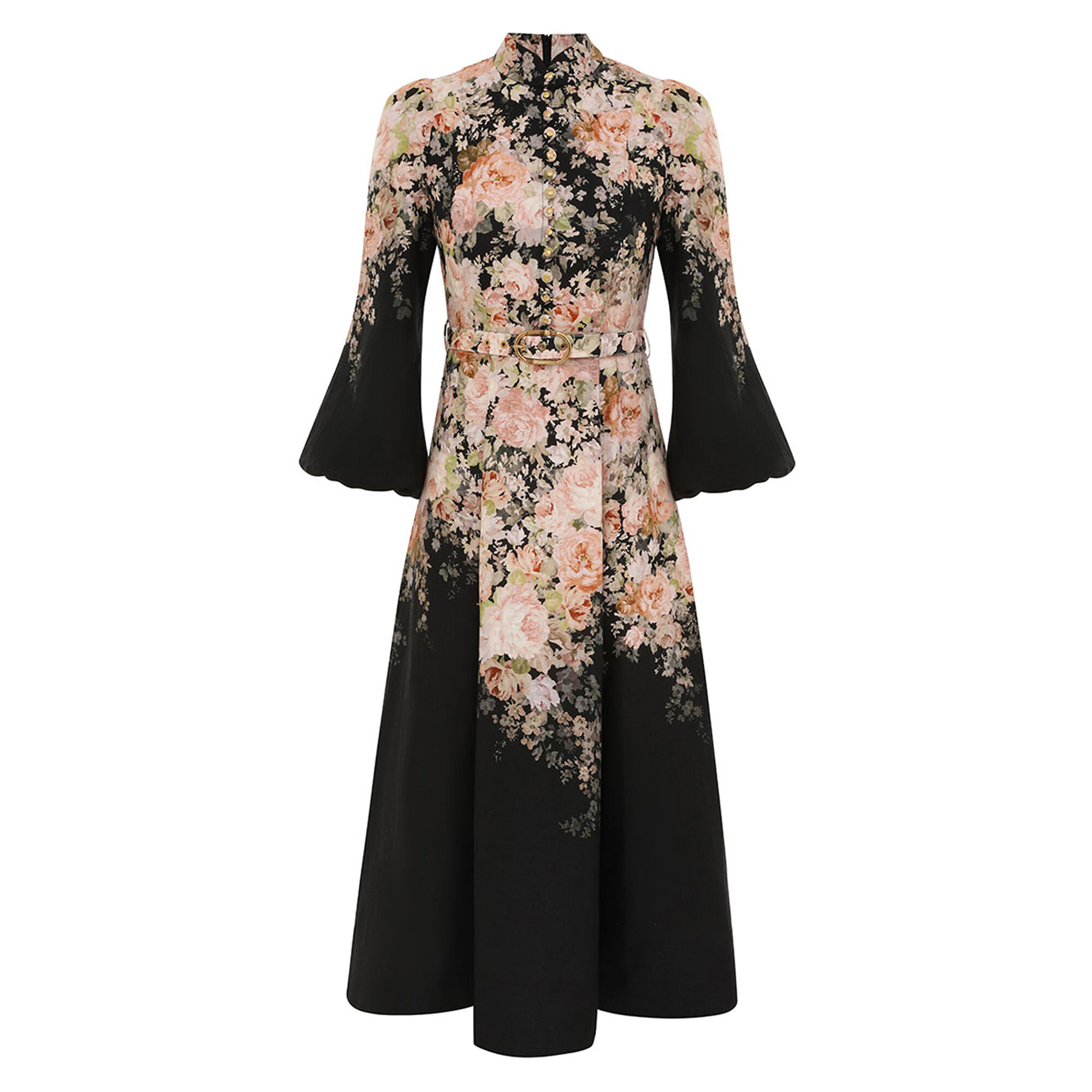 Illustration Buttoned Midi Dress