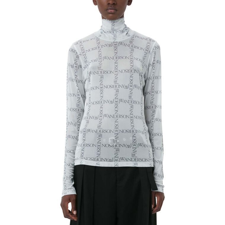 Sheer Long Sleeve Turtleneck Top image number null