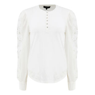 Macoy Poplin Combo Long Sleeve Top