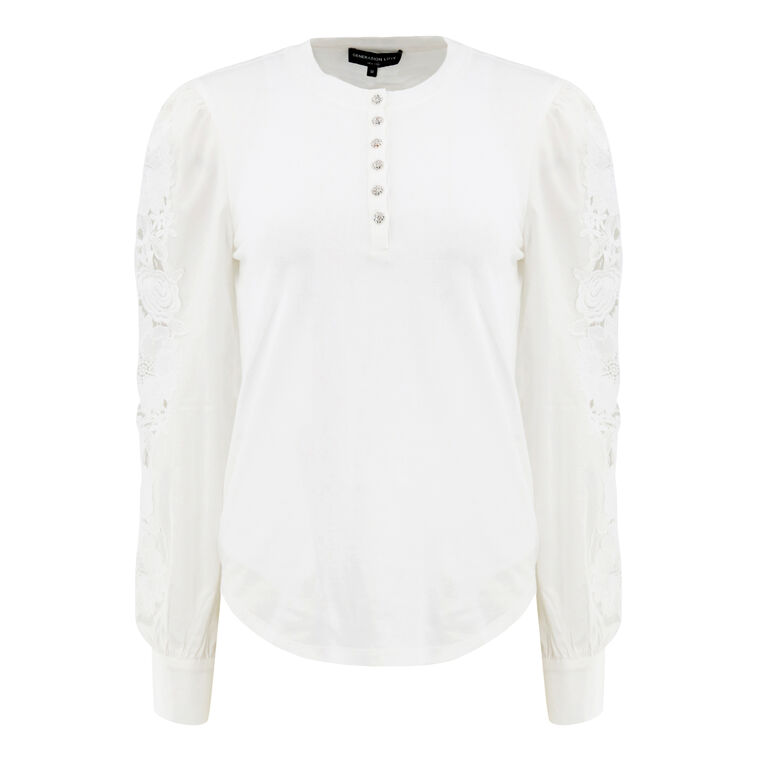 Macoy Poplin Combo Long Sleeve Top image number null