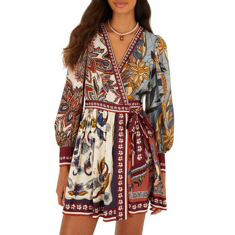 Mixed Scarves Mini Dress image number null