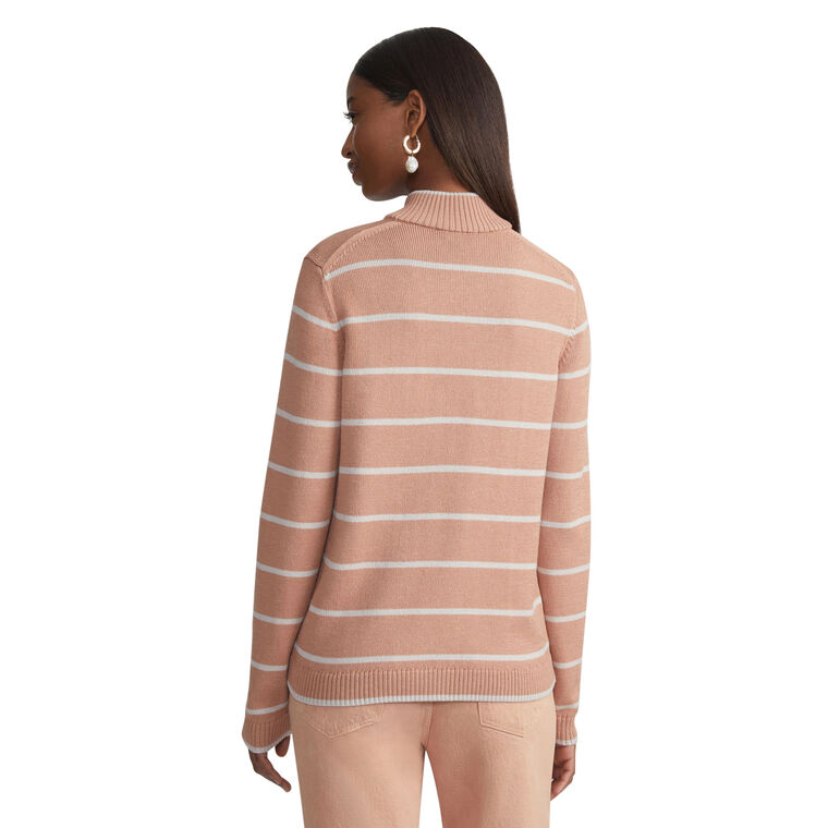Stripe Cotton-Silk Stand Collar Cardigan image number null