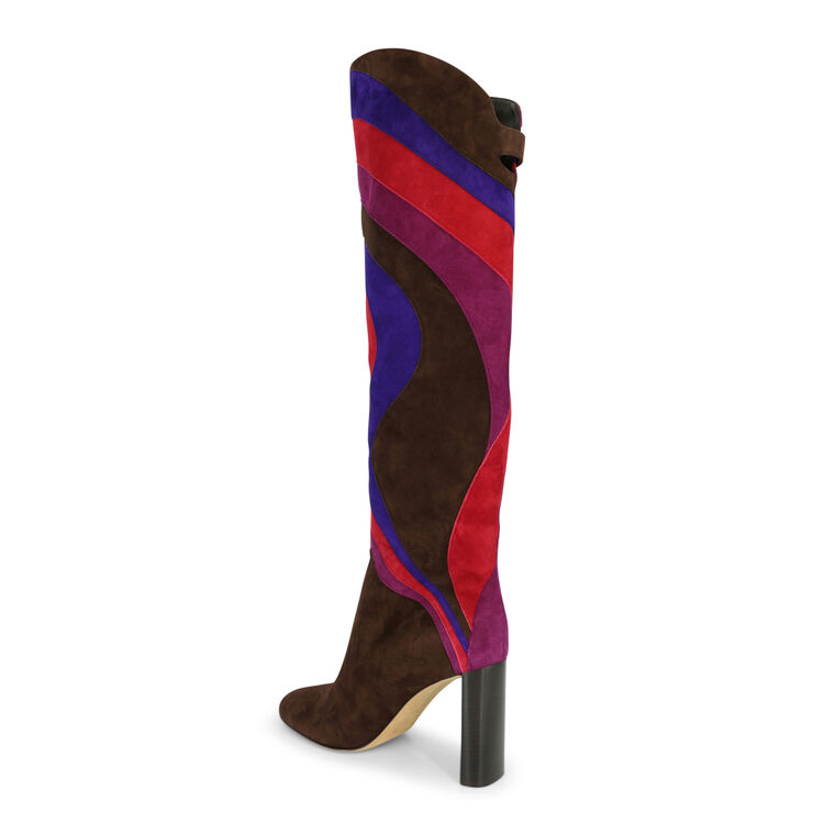 Aurora High-Heel Suede Patchwork Boot image number null