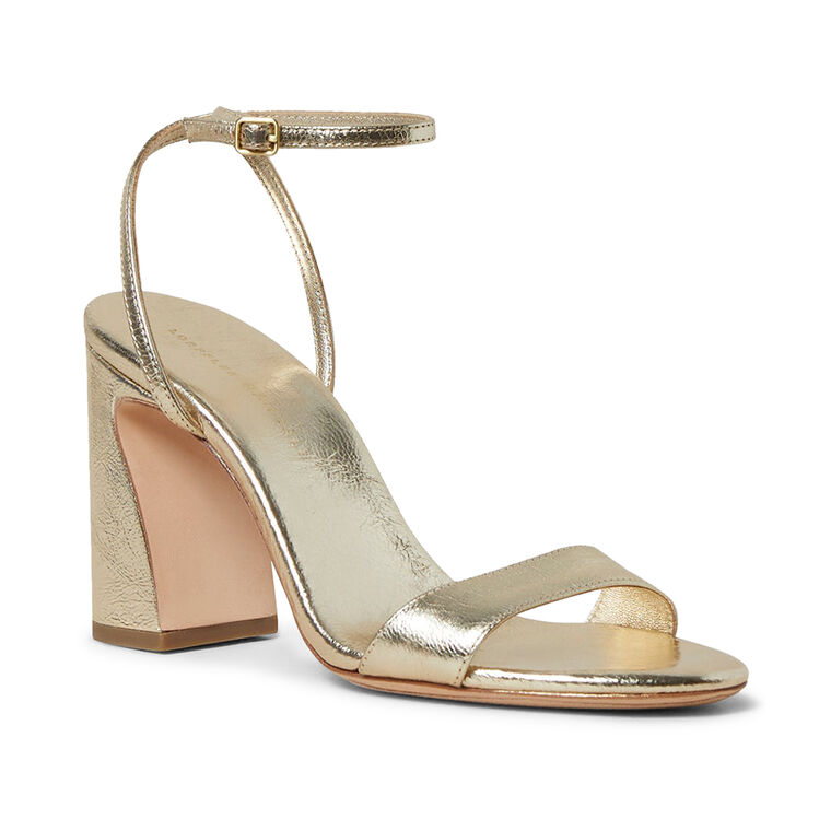 Malia Crinkled Metallic Curved-Heel Sandal image number null