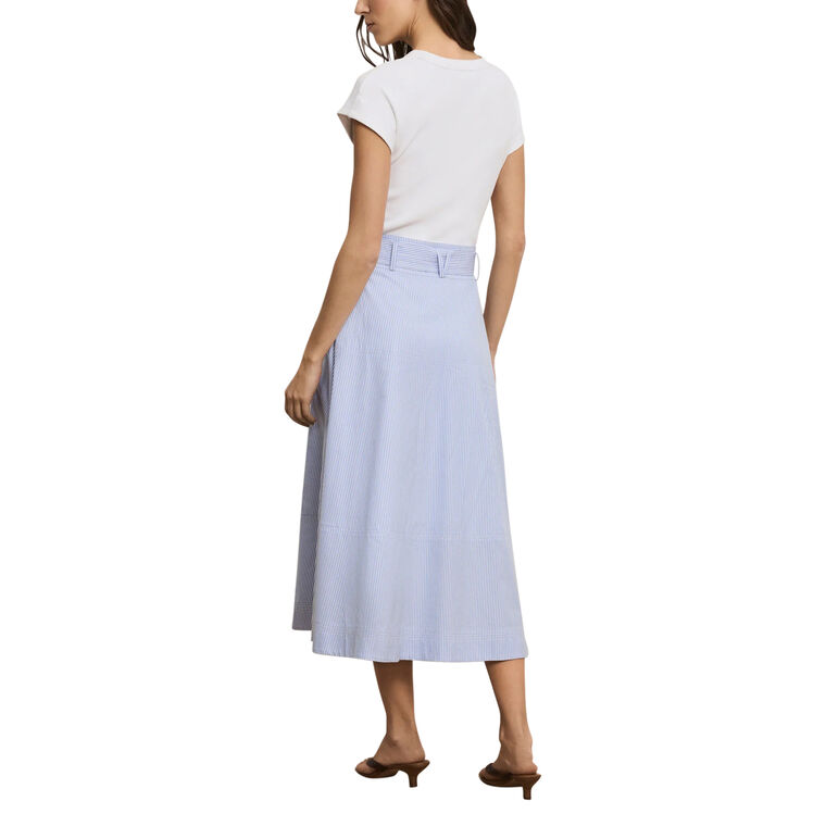 Belmar Short Sleeve Mixed-Media Midi Dress image number null