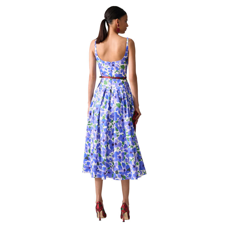 Floral-Print Scoop-Neck Midi Dress image number null