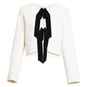 Viola Cropped Jacket With Velvet Bow Details Viola Cropped Jacket With Velvet Bow Details