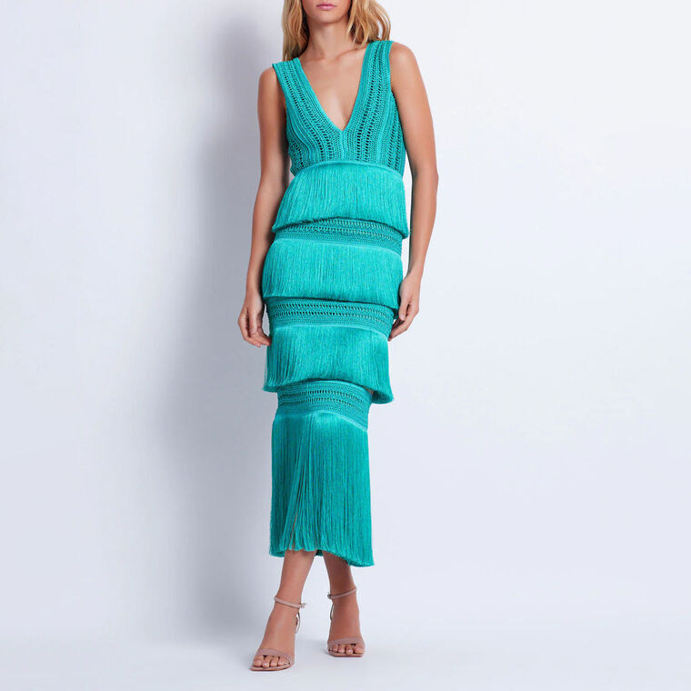 Plunging Fringe Midi Dress image number null