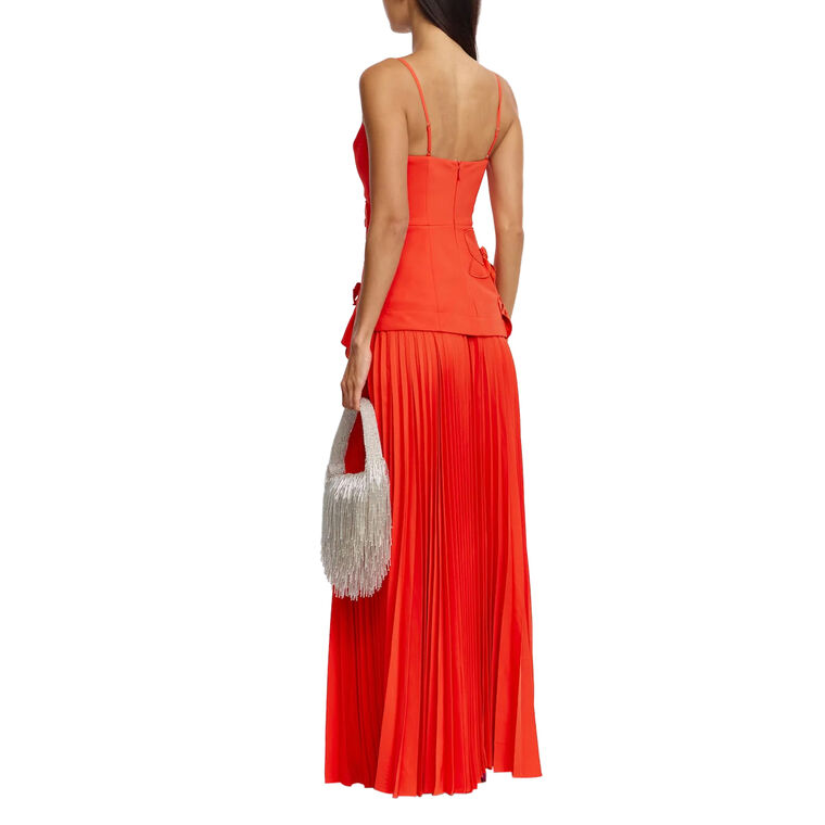 Avison Sleeveless Floral Applique Pleated Maxi Dress image number null