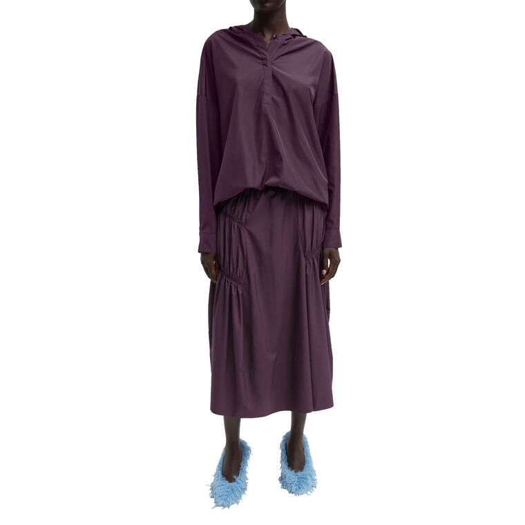 Shirred Nylon Paneled Skirt image number null