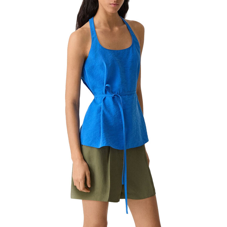 Belted Halter Top in Relaxed Silk image number null