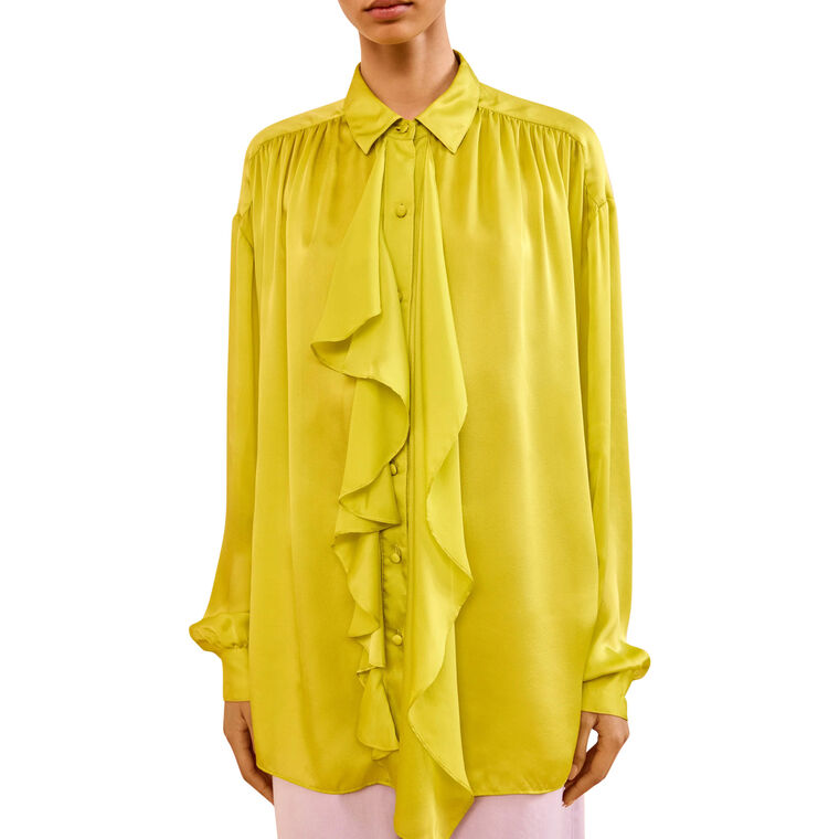 Gesture Long Sleeve Silk Ruffle Blouse image number null
