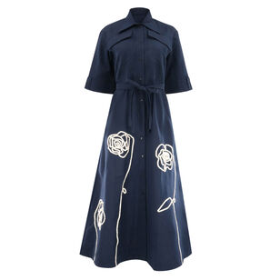 Jardin Collared Belted Midi Dress