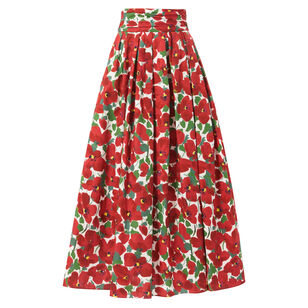 Floral-Print Cummerbund Midi Skirt