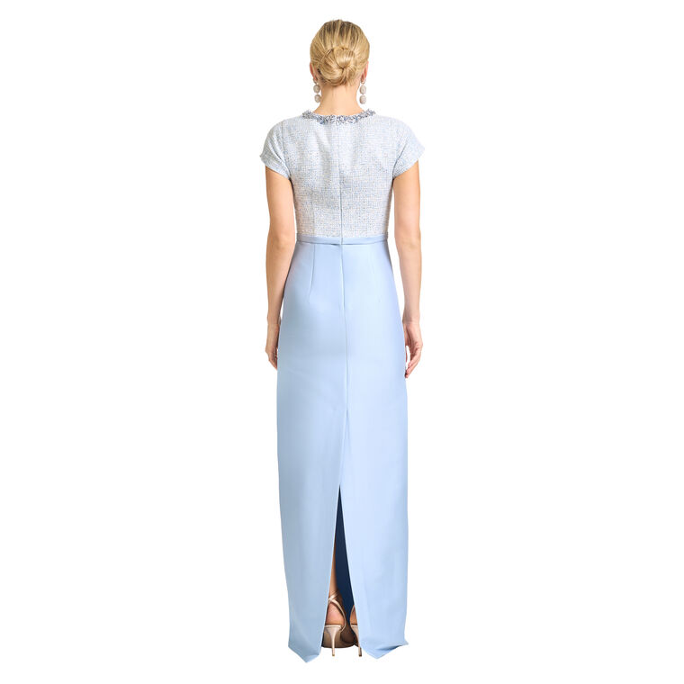 Isla Short Sleeve Embellished Column Gown image number null