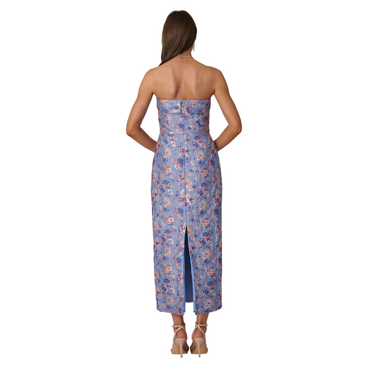 Callie Strapless Floral Jacquard Midi Dress image number null
