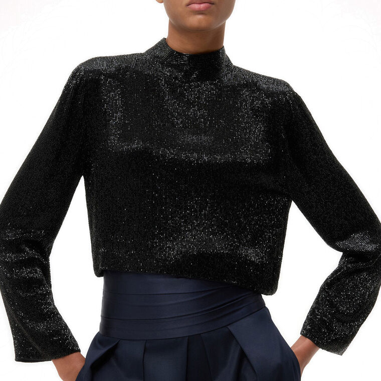 Long Sleeve Reversible Silk And Crystal Topper image number null