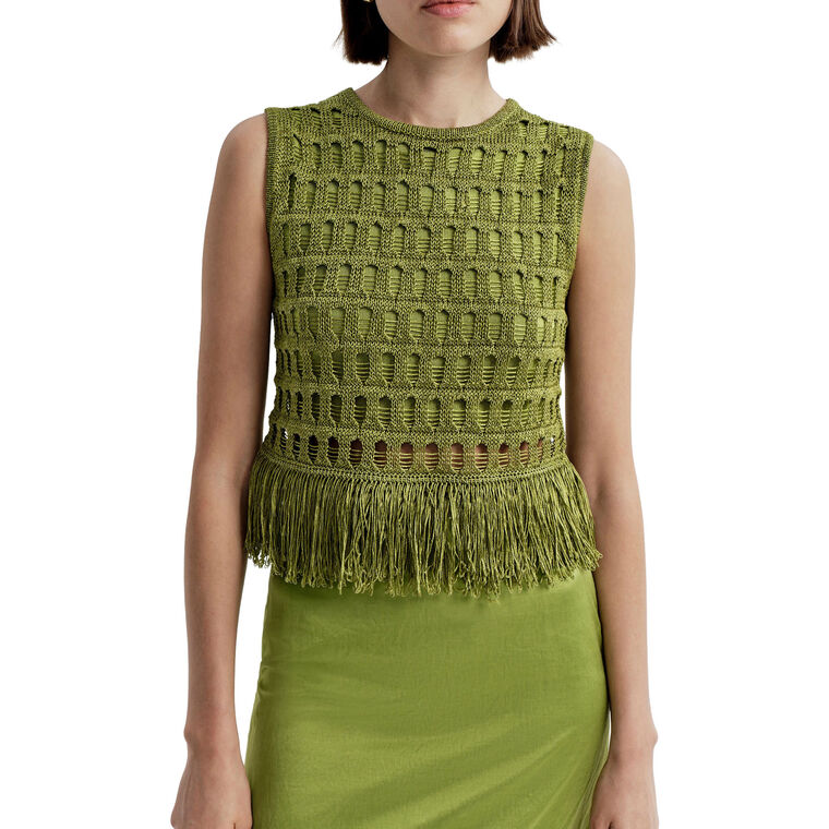 Esme Sleeveless Crochet Fringe Top image number null