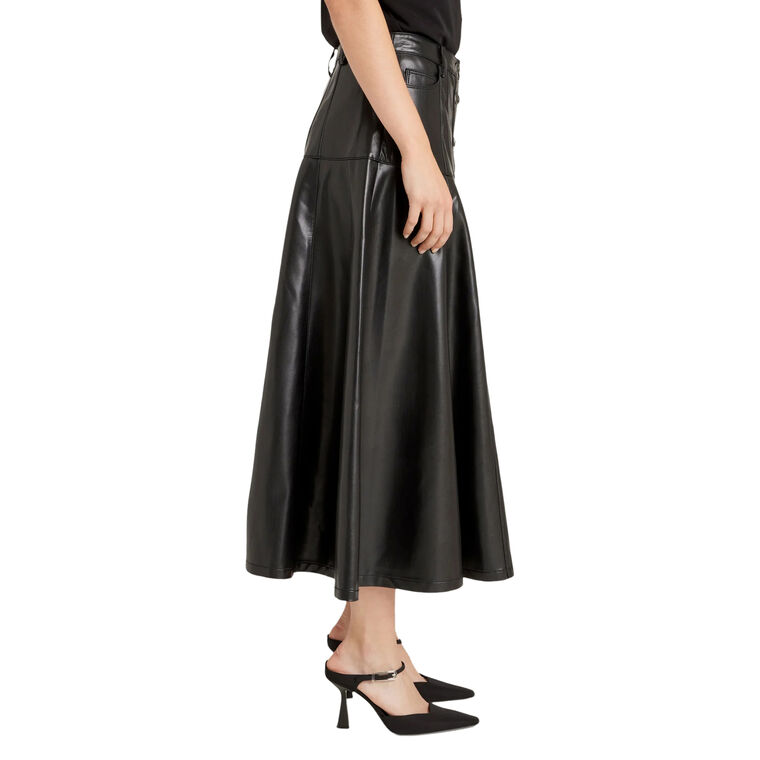 Veena Vegan Leather Midi Skirt image number null