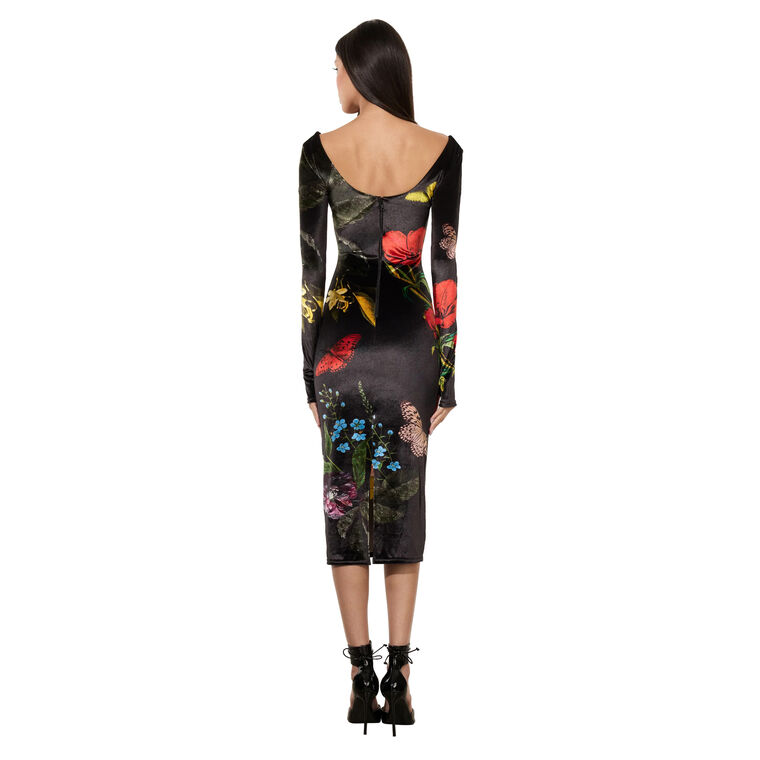 Delora Scoop Neck Ankle Length Velvet Dress image number null