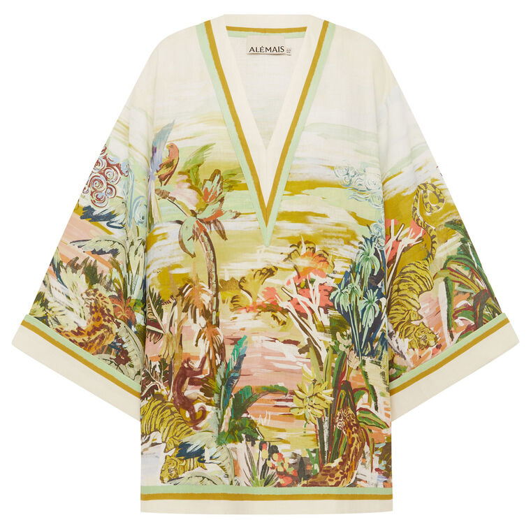 Jungle Boogie Wide Sleeve V-Neck Mini Dress image number null