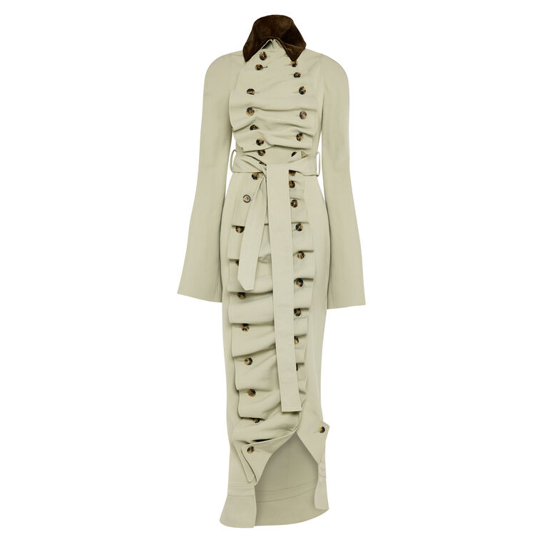 Bib Front Structured Trench Coat image number null