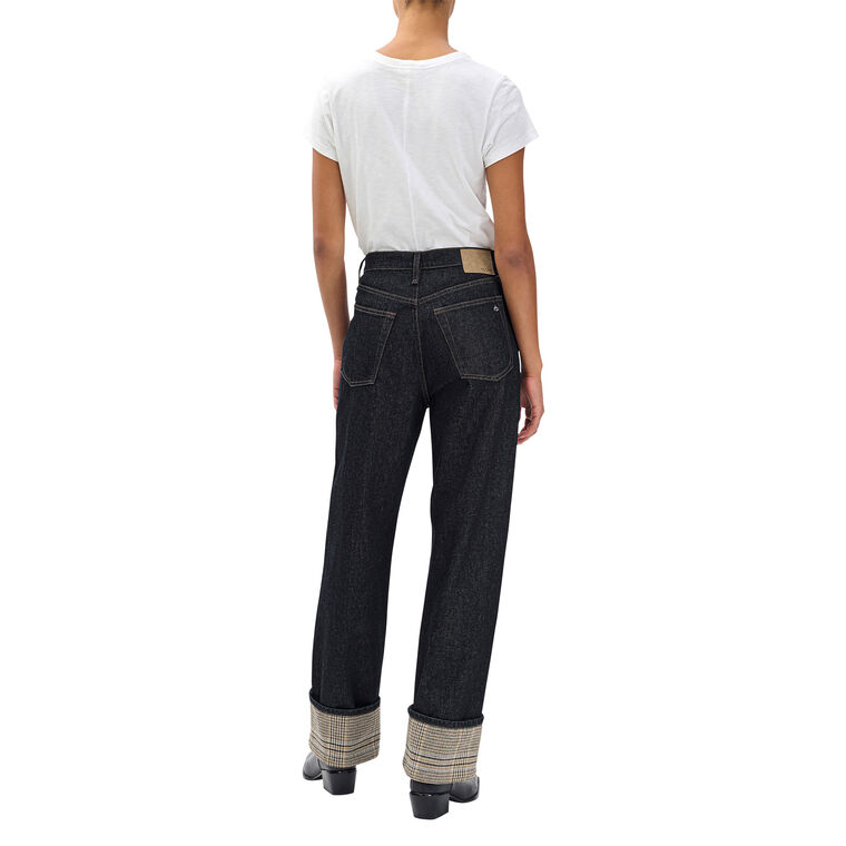 Shea High Rise Relaxed Straight-Leg Ankle Jean With Contrast Cuff image number null