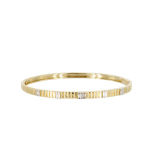 Textured Gold Diamond Bangle