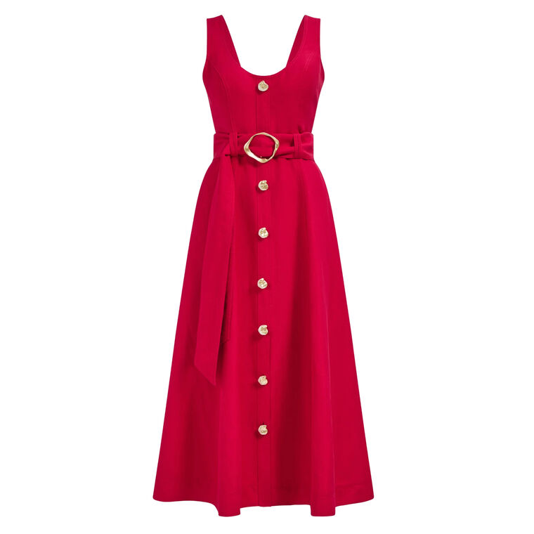 Leonie Sleeveless Belted Button-Front Midi Dress image number null