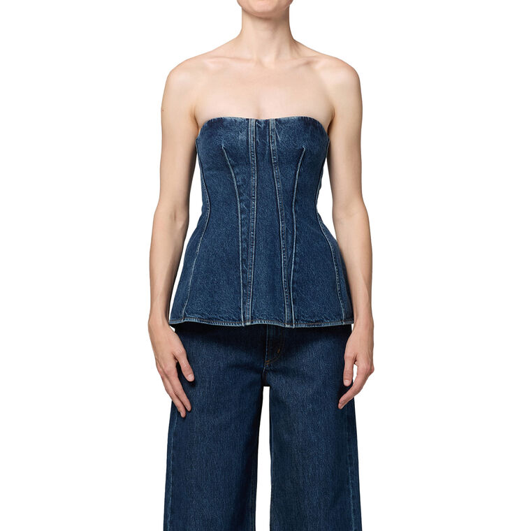 Lara Strapless Denim Corset Top image number null