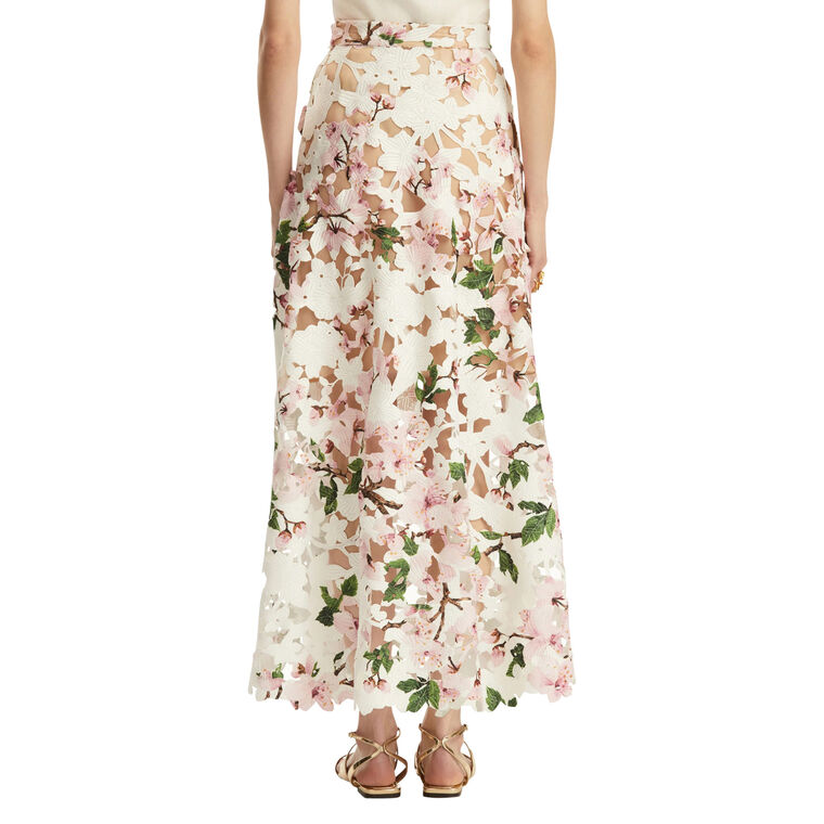 Cherry Blossom Guipure Midi Skirt image number null