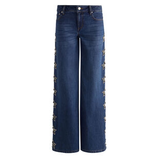 Amazing Low Rise Embellished Baggy Jean