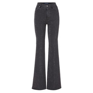 Crosbie Rhinestone High Rise Slim Wide-leg Jean