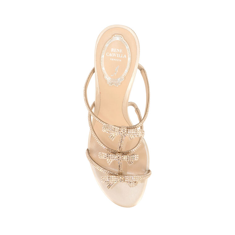Crystal-Embellished Block Heel Sandal With Bows image number null