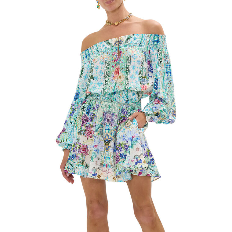 Off Shoulder Long Sleeve Mini Dress image number null