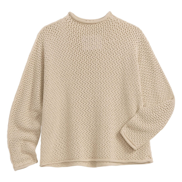 Monterey Rolled Funnel Neck Pointelle Sweater image number null