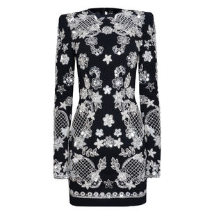 Long Sleeve Embellished Mini Dress