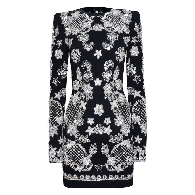 Long Sleeve Embellished Mini Dress image number null